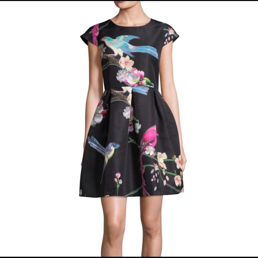 Ted Baker Zaldana Flight Of The Orient bird dress US 8 (Ted Size 3)